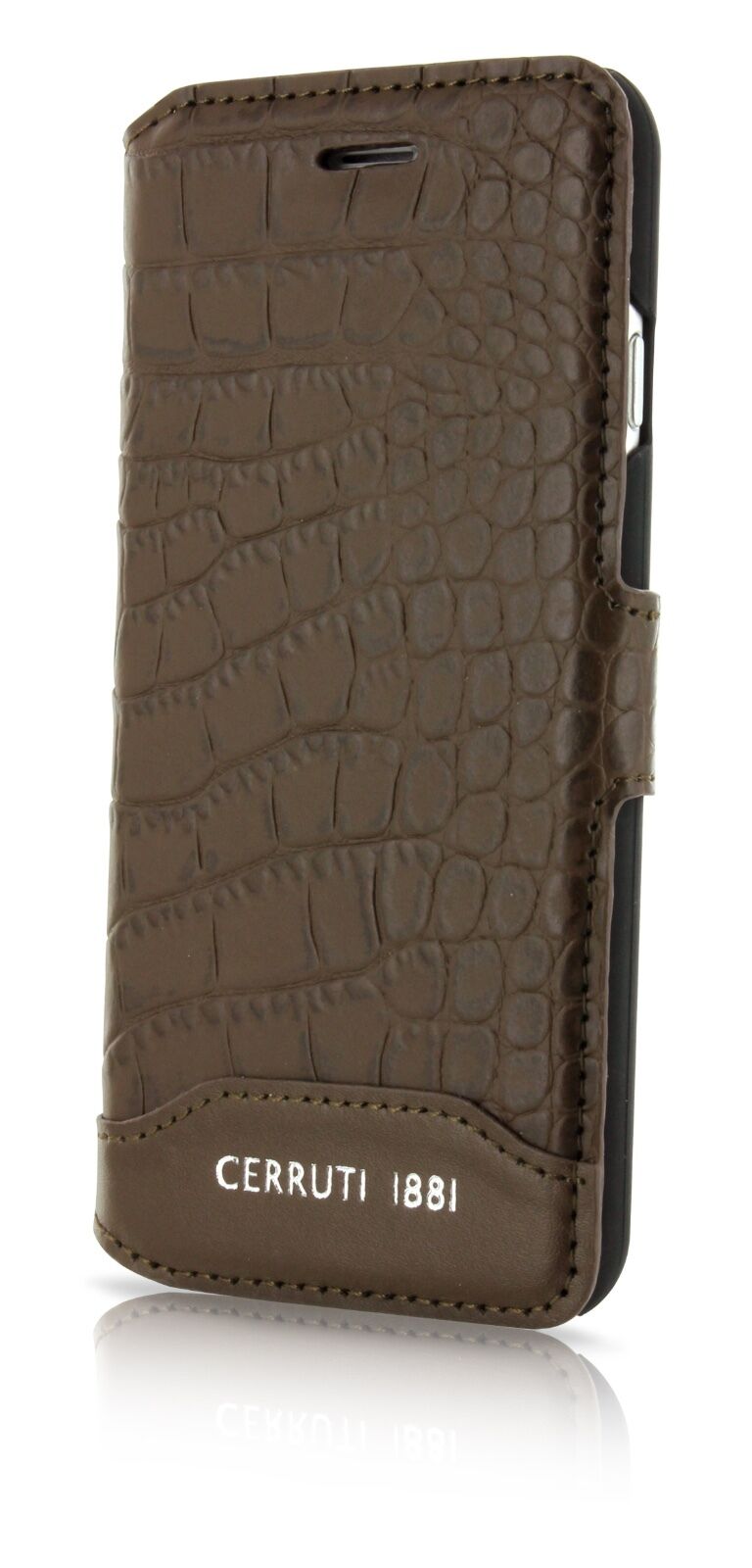Genuine CERRUTI 1881 Crocodile Leather Brown Book Case iPhone 8 & 7