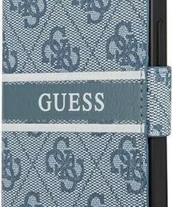 Genuine Guess 4G Stripe Logo Impact Bookcase Cover For iPhone 13 Pro Blue