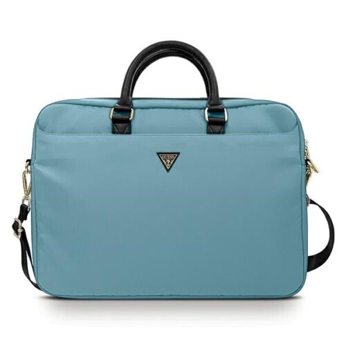 Genuine Guess Bag 16" Blue High-quality With A Triangular Metal Guess Logo