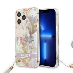 Genuine Guess Floral Summer Collection Transparent Case for iPhone 13 Pro