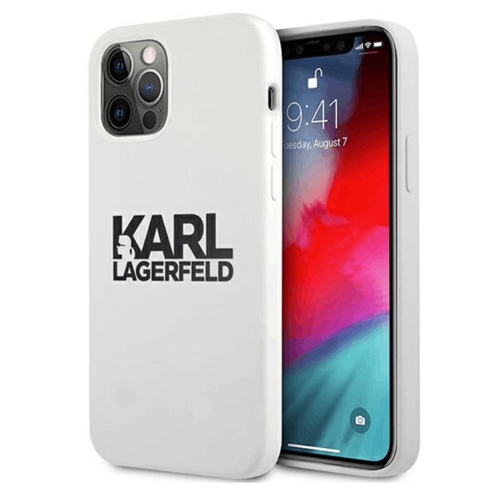 Genuine Karl Lagerfeld Big Logo Soft Touch White Silicone Case iPhone 13 Pro Max