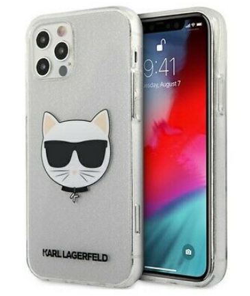 Genuine Karl Lagerfeld Choupette Glitter Cover For iPhone 12 and 12 Pro - Silver