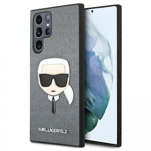 Genuine Karl Lagerfeld Karl's Head ikonick Case For Samsung S22 Ultra - Silver