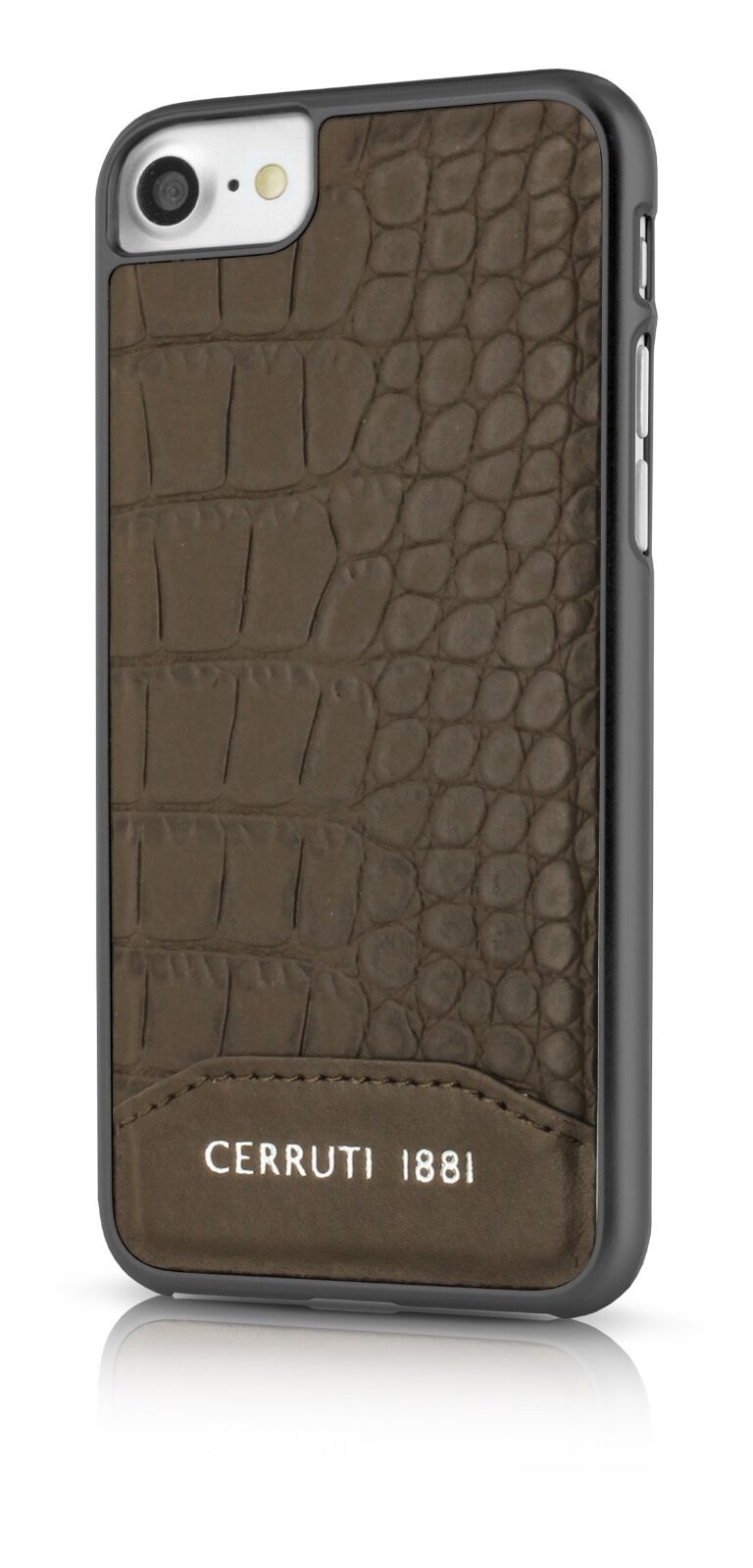 Genuine CERRUTI 1881 Crocodile Print Leather Brown Hard Case for iPhone 8 & 7