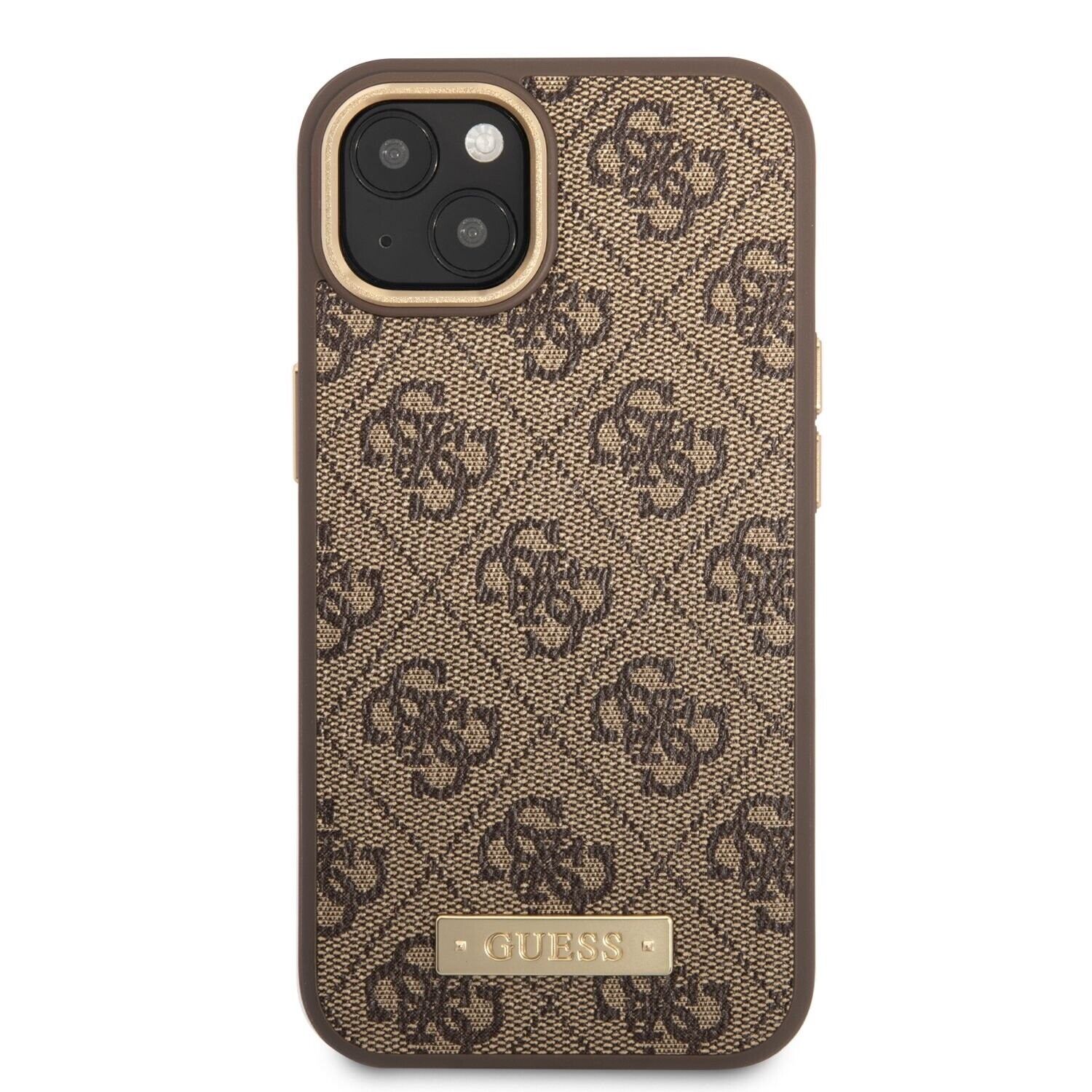 Genuine Guess 4G MagSafe Compatible Back Cover for iPhone 13 - Brown