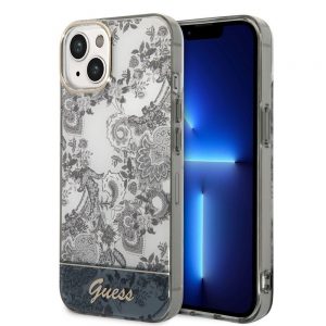 Genuine Guess Toile De Jouy Impact Case Cover For iPhone 14 Plus - Grey