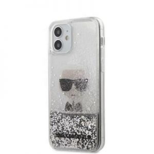 Genuine Karl Lagerfeld Liquid Glitter Iconic Cover - iPhone 12 & 12 Pro - Silver
