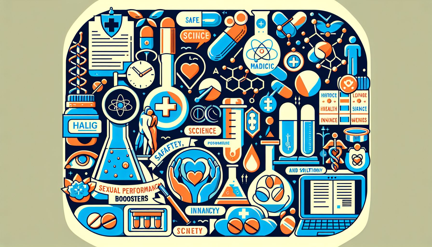 Infographic showing types and effects of sexual performance boosters for men and women
