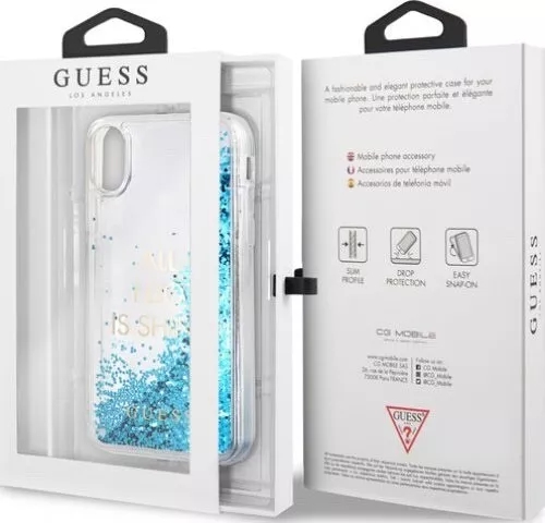 Genuine Guess Liquid Glitter Logo Hard Impact Case Cover For iPhone X or XS - Image 2
