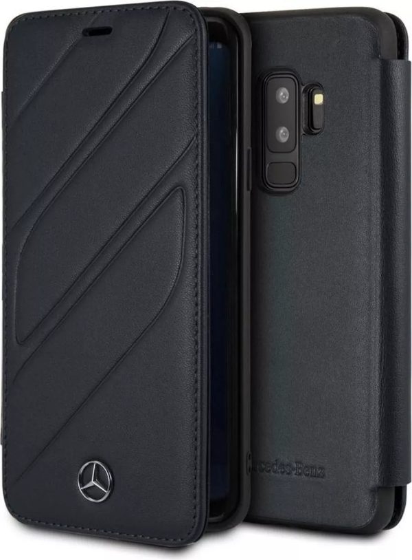 Genuine Mercedes-Benz Organic Leather Impact Book Case for Samsung S9+