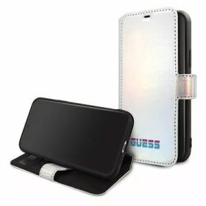 Genuine GUESS Iridescent Stand Book Case for iPhone 11 Pro Max in Silver
