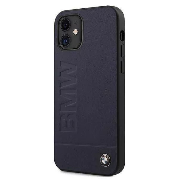 Genuine BMW Signature Debossed Logo Impact Leather Case iPhone 12 Mini Navy - Image 2