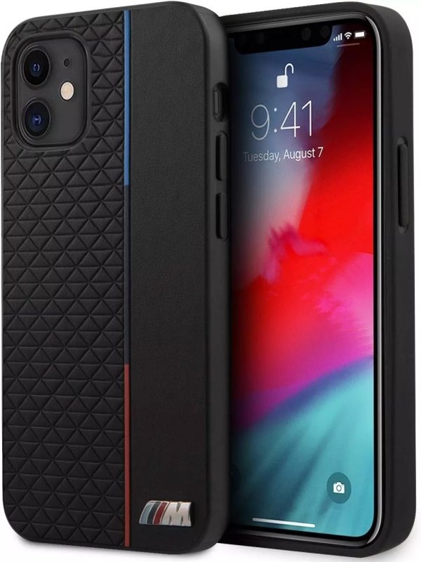 BMW M Sport Triangles Tri-colour Line Cover for iPhone 12 Mini Black