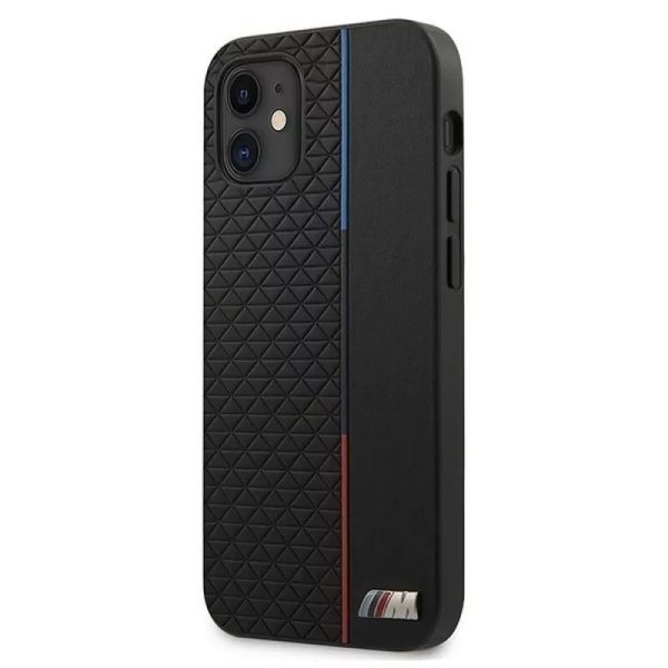 BMW M Sport Triangles Tri-colour Line Cover for iPhone 12 Mini Black - Image 2