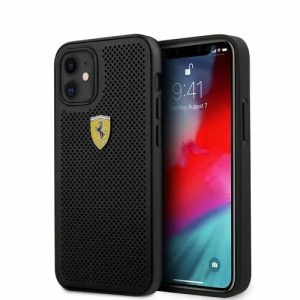 Genuine Ferrari Off Track Perforated Impact Cover for iPhone 12 Mini Black