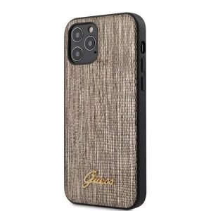 Genuine Guess Lizard Cover for Apple iPhone 12 & 12 Pro - Gold