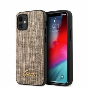Genuine Guess Lizard Cover for iPhone 12 Mini - Gold