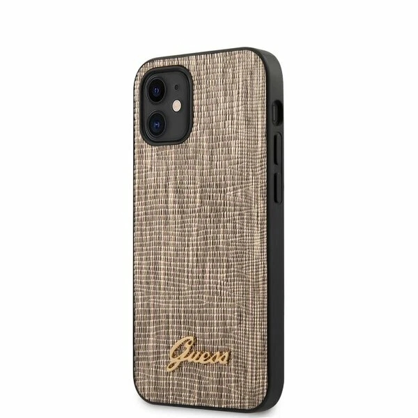 Genuine Guess Lizard Cover for iPhone 12 Mini - Gold - Image 2