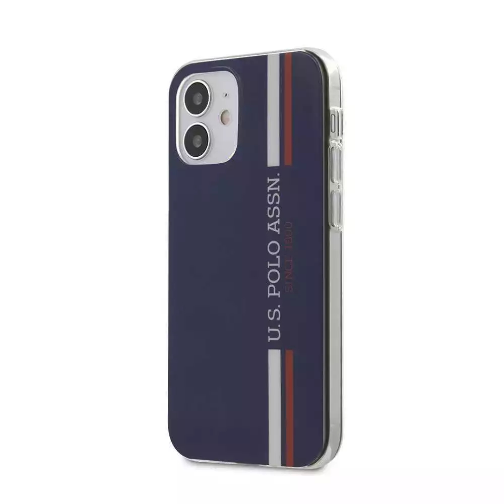 Genuine U.S. Polo Tricolor Vertical Stripes for Apple iPhone 12 Mini - Navy