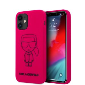 Genuine Karl Lagerfeld Iconic Outline Silicone Cover for iPhone 12 Mini Pink
