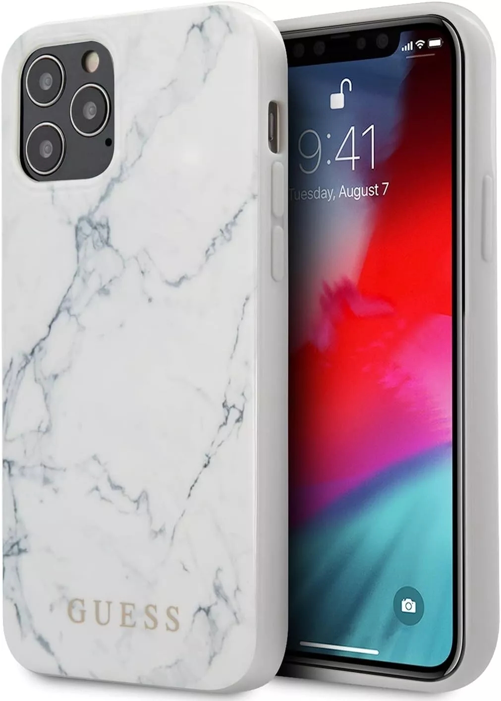 Genuine Guess Marble Cover for iPhone 12 Pro Max - White
