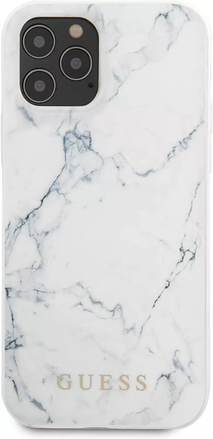 Genuine Guess Marble Cover for iPhone 12 Pro Max - White - Image 3