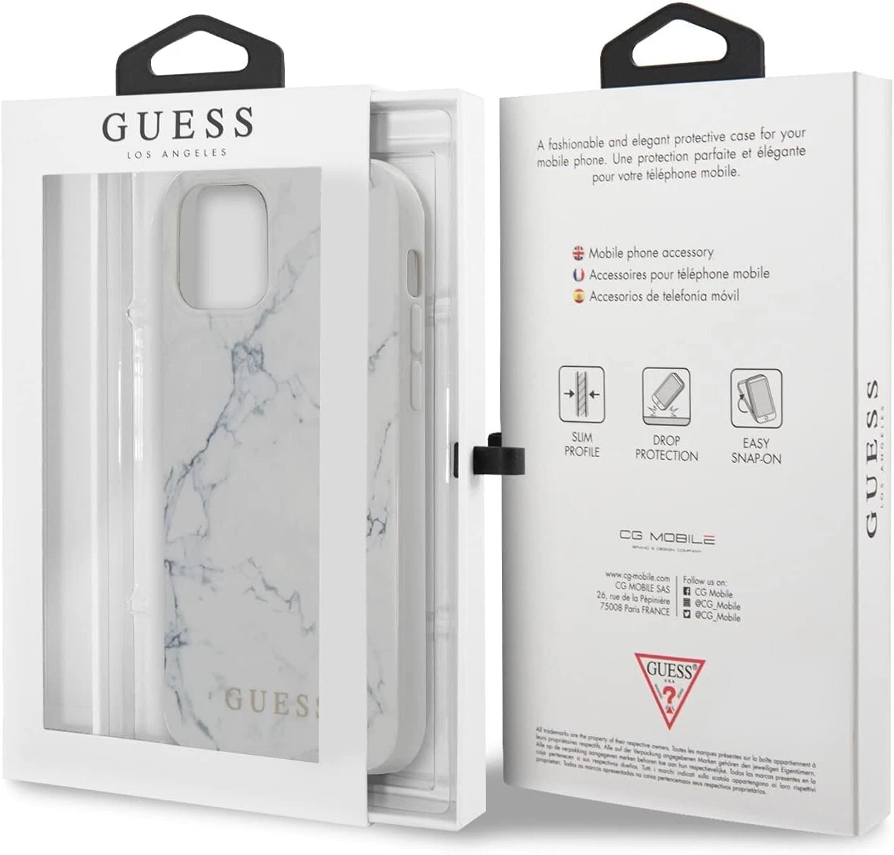 Genuine Guess Marble Cover for iPhone 12 Pro Max - White - Image 9
