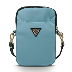 Genuine Guess 8'' Pouch Blue High Quality Nylon Triangle Logo