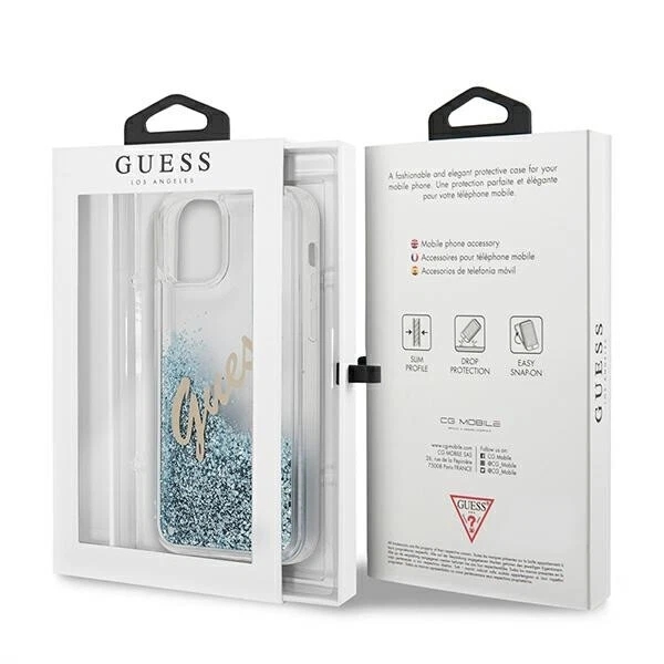 Genuine Guess Blue Glitter Vintage For Apple iPhone 12 Pro Max - Image 8