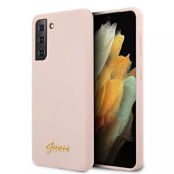 Genuine Guess Pink Silicone Impact Fashion Case Cover for Samsung Galaxy S21+