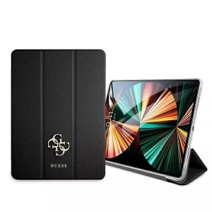 Genuine Guess Saffiano Metal Logo iPad Case Black For iPad Pro 12.9'' 2020/21