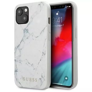 Genuine Guess White Marble Hard Case Cover For Apple iPhone 13