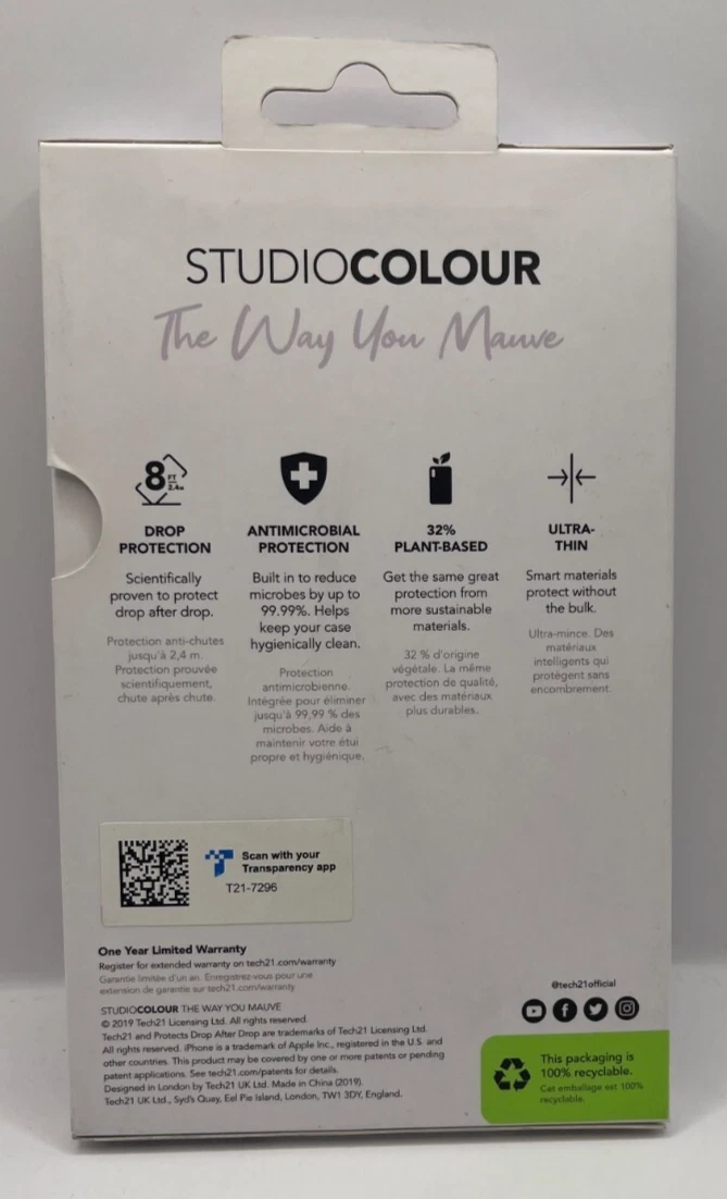 Tech21 Studio Impact Plant Based Material Case For iPhone 11 Pro Max Mauve - Image 9