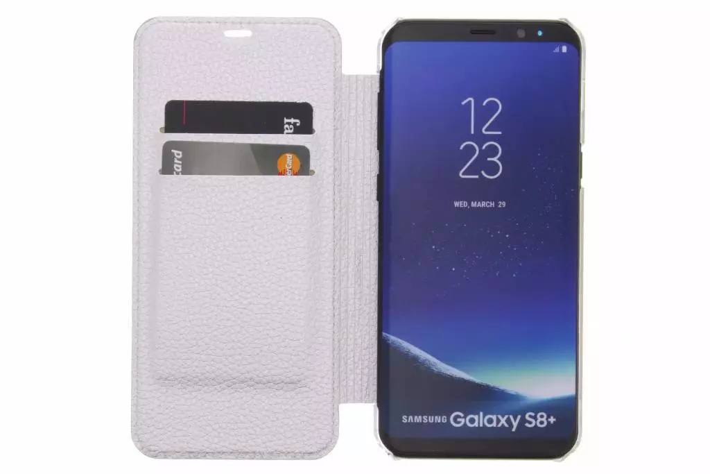 Genuine GUESS Iridescent Collection Book Case for Samsung S8+ Plus in Silver - Image 2