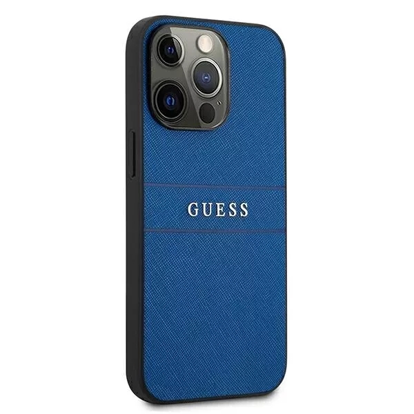 Genuine Guess Saffiano Stripe Hard Case Cover For iPhone 13 Pro - Blue - Image 3