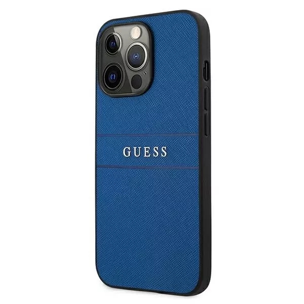Genuine Guess Saffiano Stripe Hard Case Cover For iPhone 13 Pro - Blue - Image 5