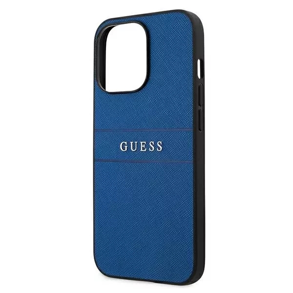Genuine Guess Saffiano Stripe Hard Case Cover For iPhone 13 Pro - Blue - Image 6