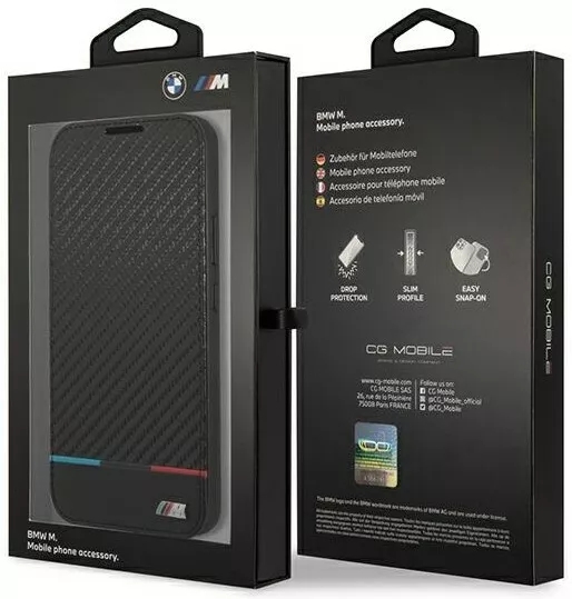 Genuine BMW Carbon Book Wallet Cover for Samsung S22+ Black - Image 7