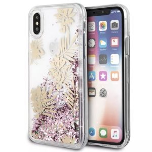 Genuine Guess Liquid Glitter Logo Hard Impact Case Cover For iPhone X or XS
