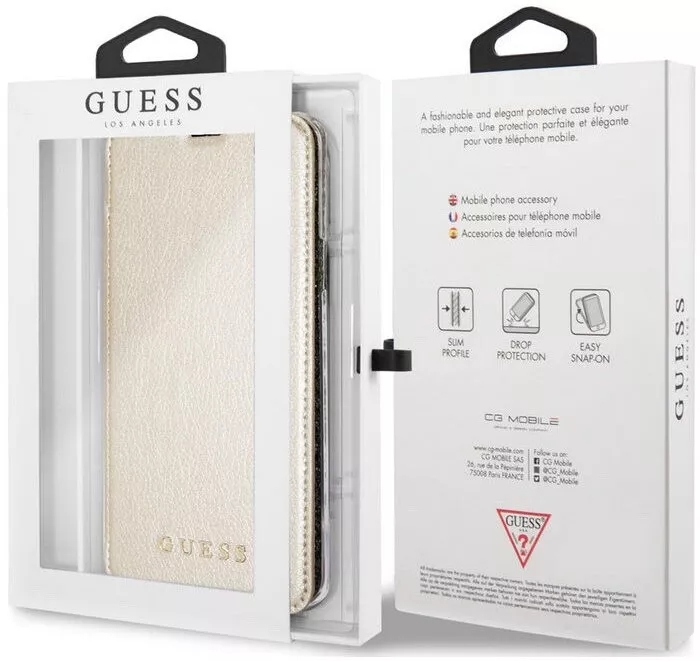 Genuine GUESS Iridescent Collection Book Case for Samsung S9+ in Gold - Image 3