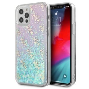 Genuine Guess 4G Liquid Glitter Cover for Apple iPhone 12 & 12 Pro Iridescent