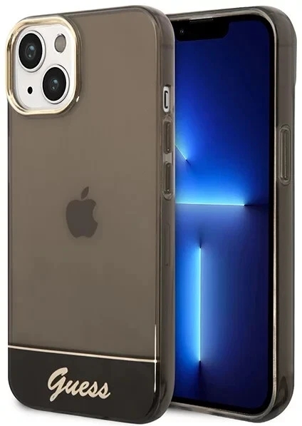 Genuine Guess Vintage Logo Translucent Black Case Cover For Apple iPhone 14