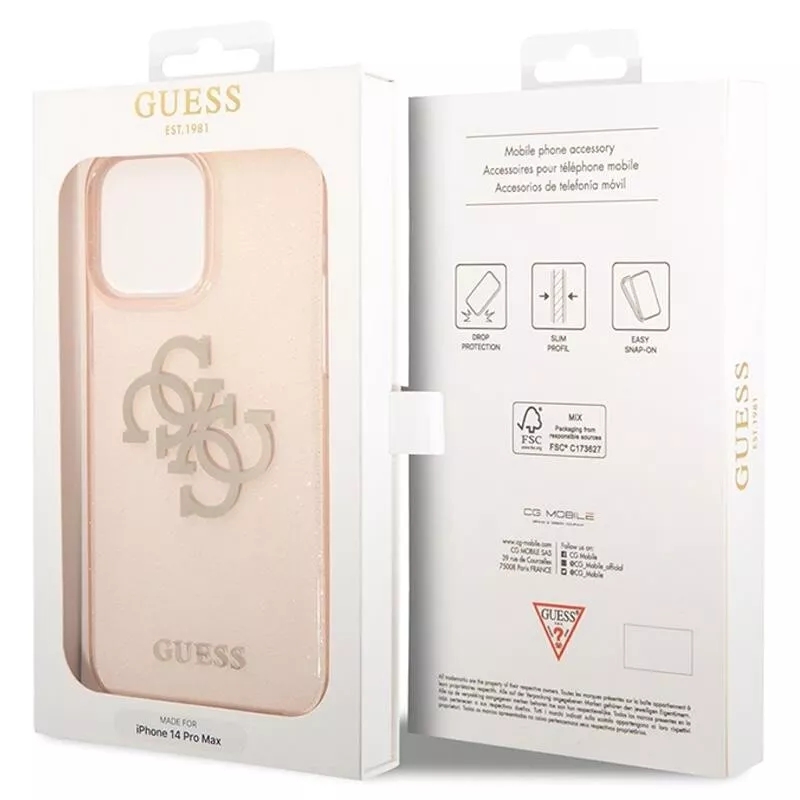 Genuine Guess 4G Big Logo Gold Glitter Hard Case Cover Apple iPhone 14 Pro - Image 6