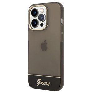 Genuine Guess Vintage Logo Translucent Black Case Cover For Apple iPhone 14 Pro