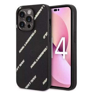 Karl Lagerfeld Grained Leather Logomania Impact Case For iPhone 14 Pro