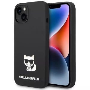 Genuine Karl Lagerfeld Choupette Liquid Silicone Case For iPhone 14 Plus Black