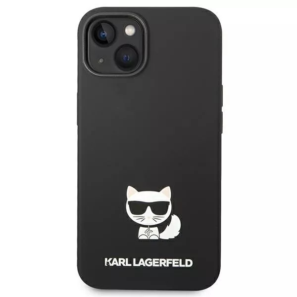 Genuine Karl Lagerfeld Choupette Liquid Silicone Case For iPhone 14 Plus Black - Image 3