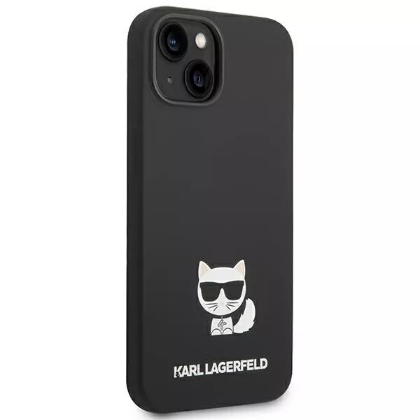 Genuine Karl Lagerfeld Choupette Liquid Silicone Case For iPhone 14 Plus Black - Image 4