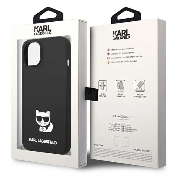 Genuine Karl Lagerfeld Choupette Liquid Silicone Case For iPhone 14 Plus Black - Image 8