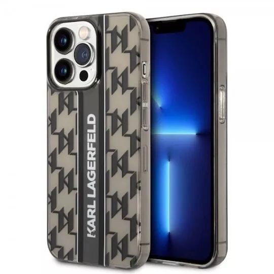 Karl Lagerfeld Monogram Transparent Impact Case Cover iPhone 14 Pro Black
